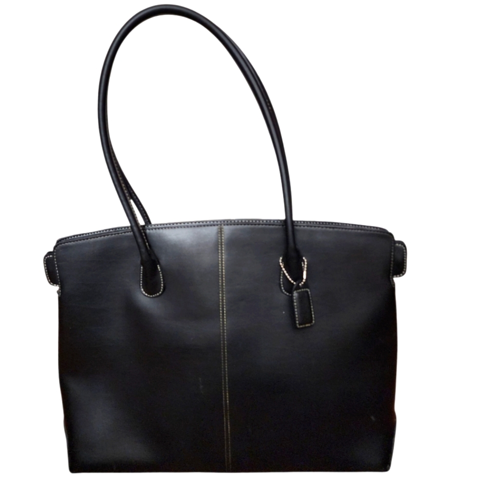 Lifetime Tote Black Leather Shoulder Bag